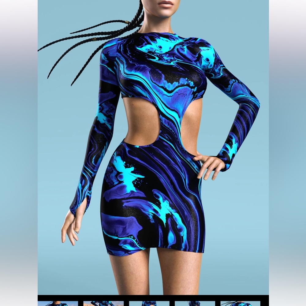Candy Catz Bold Creature Side Cutout Dress for Rave Festival Nightclub
